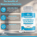 Chelamax Magnesium Glycinate.Dead Sea Sourced, 100% Chelated Magnesium for Sleep Support, Muscle Cramps, Bone Health. Made in USA, 3rd Party Tested,Heavy Metal Free,Glicinato de Magnesio Capsules.
