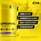 C4 Original Pre-Workout Powder For Endurance, Focus & Performance with 150mg Caffeine, Beta-Alanine, Creatine, Sugar Free Pre-Workout for Men & Women, 30 Servings, Grape