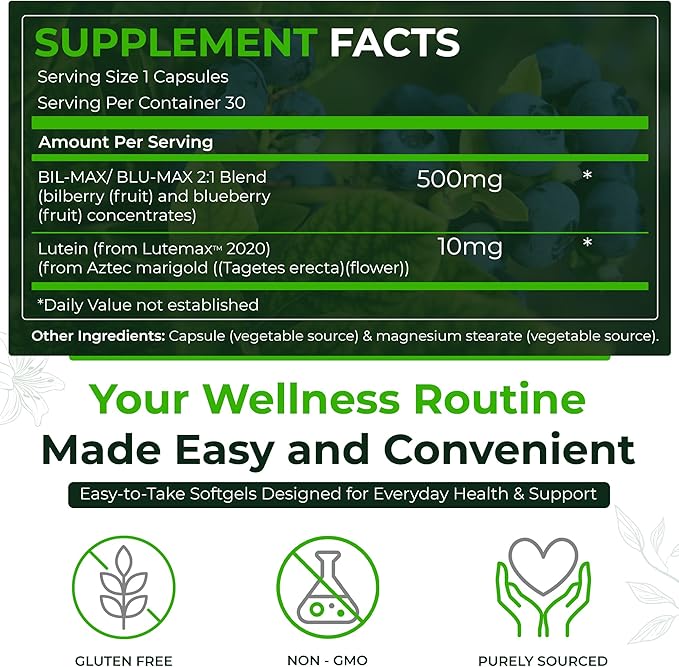 Natural Nutra Ultimate Eye Health Supplement - Bilberry & Blueberry Extract Blend for Day and Night Vision Support, Promotes Color Perception & Eye Clarity - Non-GMO, Vegan - 30 Capsules (Pack of 2)