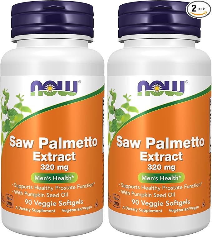 Now Supplements, Saw Palmetto Extract 320 mg with Pumpkin Seed Oil, Men's Health*, 90 Veg Softgels, (Pack of 2)