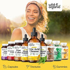 Wild & Organic Uric Acid Cleanse Liquid Drops - Tart Cherry, Turmeric, Celery, Chanca Piedra, Dandelion Root Extract Complex - Uric Acid Supplement - Vegan, Sugar & Alcohol-Free Tincture - 4 fl oz