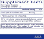 Pure Encapsulations Alpha Lipoic Acid 600 mg - ALA Supplement for Liver Support, Antioxidants, Nerve Health, Cardiovascular Health & Carbohydrate Support - Premium Alpha Lipoic Acid - 120 Capsules