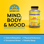 Nature's Life Ashwagandha Capsules 2,100 mg, Pure Ashwagandha Root Extract for Relaxation, Occasional Stress Relief, and Sleep Support, Vegan Ashwagandha Supplements, 45 Servings, 180 Capsules