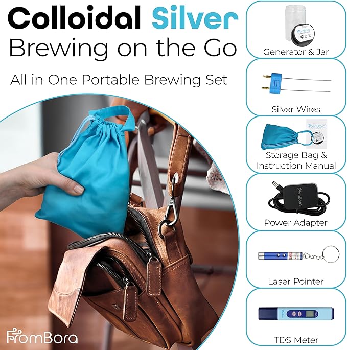 Colloidal Silver Generator Kit – 99.99% Pure Silver Wire, TDS Meter, Laser, Jar & Travel Bag – Constant Current Machine for True Nano Particles at Home