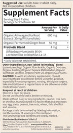 Garden of Life Organic Ashwagandha Supplement with Probiotics & Ginger - Stress, Mood & Energy Support, Vegan, Gluten Free, Non GMO, 2 Month Supply, 60 Tablets