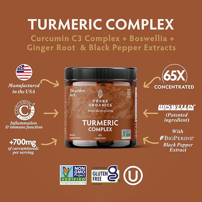TRIBE ORGANICS Balance Duo - KSM-66 Ashwagandha 120ct + Turmeric Curcumin C3 Complex 120ct