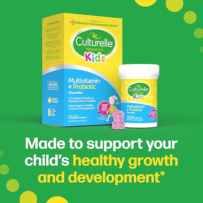Culturelle Kids Complete Chewable Multivitamin + Probiotic For Kids, Ages 3+, 90 Count, Digestive Health, Oral Health & Immune Support - With 11 Vitamins & Minerals, including Vitamin C, D3 & Zinc