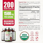 biophix D-Mannose USDA Organic 1500 mg 200 Veggie Caps - Supports a Healthy Bladder Urinary Tract, Non-GMO, Vegan-Friendly