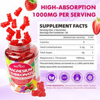 1000mg Magnesium L-Threonate Gummies for Kids & Adults - Muscle & Nervous System Support, Vegan, Sugar-Free Strawberry Flavor, 120 Gummies