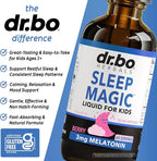 Liquid Melatonin Kids Sleep Aid - Sleep Magic Kids Melatonin Liquid 3mg Berry Drops, D3, L Theanine - Children's Sleeping Aids, Natural Calm L-Theanine Supplement, Toddler Travel Essentials 2 Fl Oz