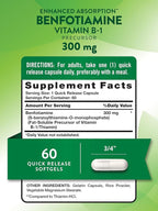 Nature's Truth Benfotiamine | 300mg | 60 Count | Non-GMO and Gluten Free Supplement | Vitamin B1 Precursor