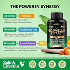 Boswellia 1200mg - Boswellia Extract | Turmeric | Hyaluronic Acid | MSM | Same - Joint Health & Comfort - Boswellia Serrata | 65% Boswellic Acid - for Men & Women - Made in USA - 120 Capsules