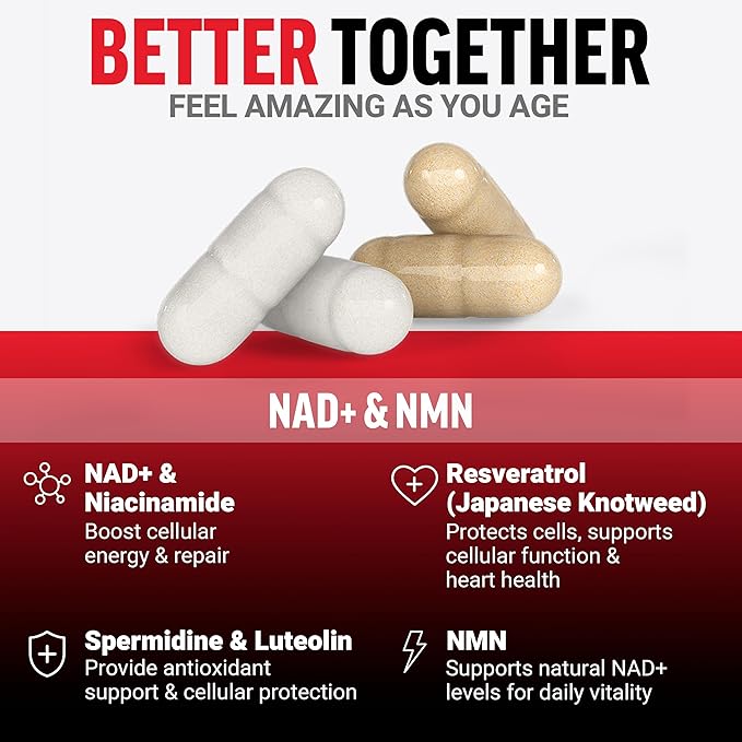 Force Factor NMN Supplement, NAD+ (NMN or Nicotinamide Riboside Alternative) with Resveratrol, Astaxanthin, Spermidine & Luteolin Complex, NAD to Support Cellular Health & Healthy Aging, 60 Capsules