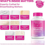 Pink Stork Lactation Probiotic - 30 Billion CFUs Multi Strain Postnatal Probiotics for Breastfeeding Women - Support Breast Milk & Gut Health, Postpartum Essentials, 30 Capsules
