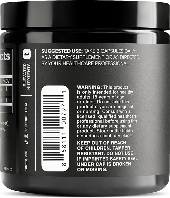 Toniiq Ultra Concentrated 500mg Spermidine Supplements for Men and Women - Non-Synthetic Spermidine Standardized to No Less Than 1% - 5mg per Serving Rice Germ Extract