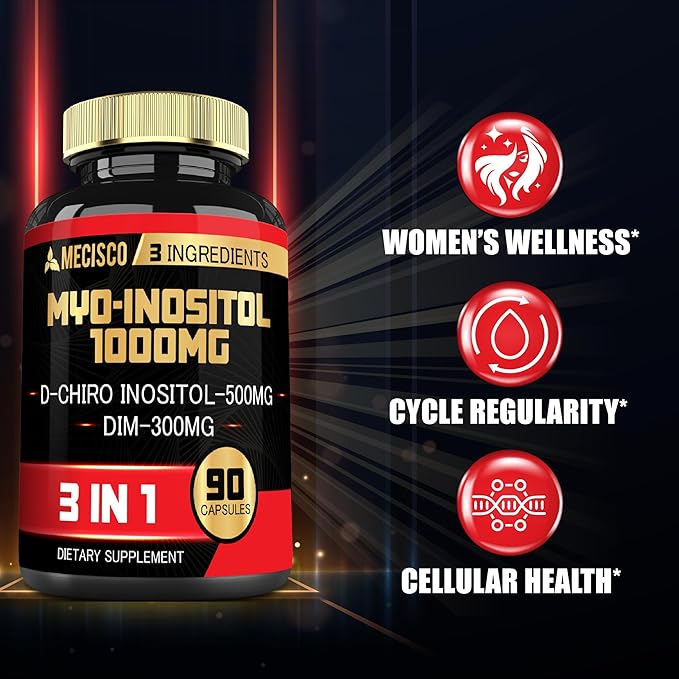 3in1 Myo-Inositol & D-Chiro Inositol Supplement with DIM - 90 Capsules - 30 Days