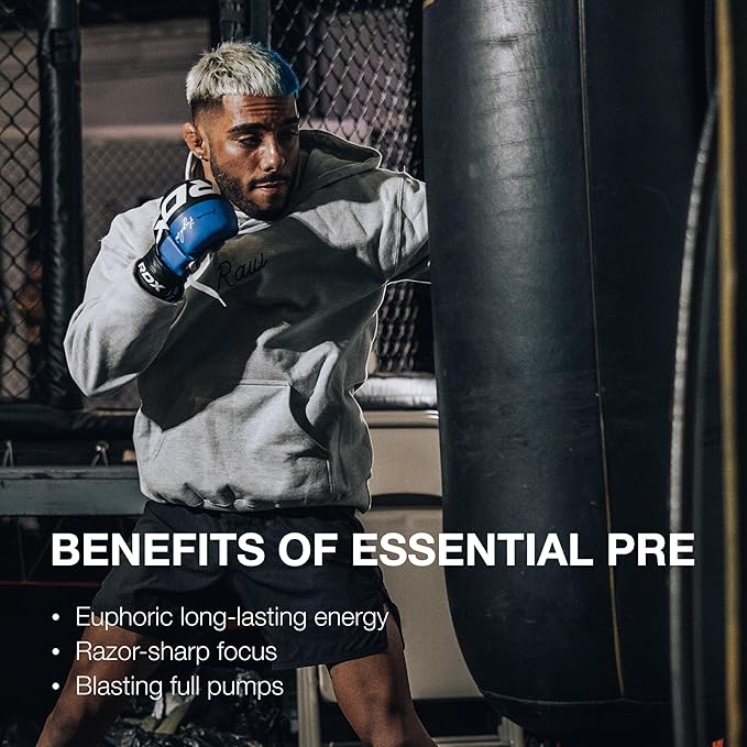 RAW Essential Pre-Workout Powder (Sour Watermelon) - Chris Bumstead Sports Nutrition Supplement for Men & Women - Preworkout Energy Powder with Caffeine, L-Citrulline, L-Tyrosine, & Beta Alanine Blend