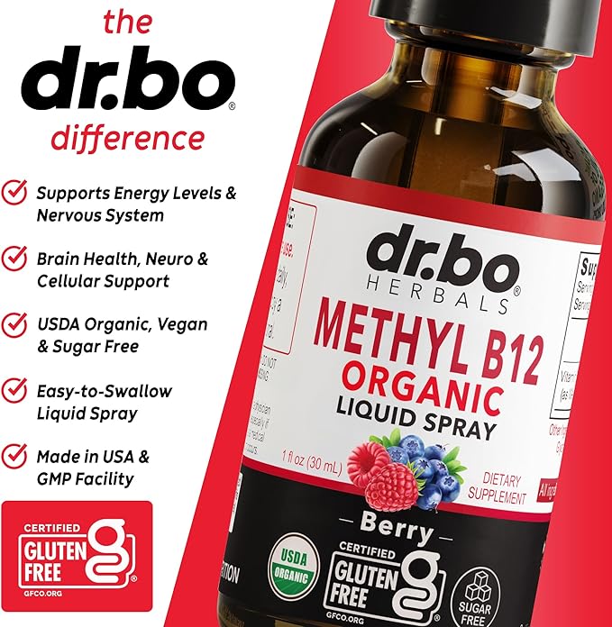 Vitamin B12 Liquid Spray Drops - Organic Liquid B12 Vitamins for Women, Men, Kids & Energy, Vegan Sublingual Methyl B 12 Spray Supplement - Organic Pure Methylcobalamin Vit B 12 Drops Vitamins 1 Fl Oz