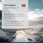 Norwegian rTG Omega 3 Fish Oil for Brain & Heart Boost, Triglyceride Fish Oil Omega 3 Supplements, 300 DHA 600 EPA Omega 3 Softgels Essential Fatty Acids for Eyes, Skin & Joints, 1200mg, 60 Servings