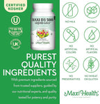 Maxi Health Vitamin D3 5000 IU Softgels - 125 mcg D3 Vitamin 5000 IU - Vitamin D 5000 IU for Healthy Bones & Teeth - Dietary Vitamins Supplements for Immune Support - (180 Count)