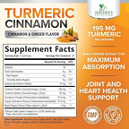 Turmeric Curcumin Supplement Gummies - 95% Curcuminoids with Turmeric Ginger, Black Pepper for Best Absorption, Nature's Vegan Joint Support, Non-GMO, Gluten Free, Tasty Cinnamon Flavor - 60 Gummies