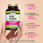 Raw Flora Probiotics for Women | 30 Billion CFU | 33 Capsules | with Cranberry and D-Mannose | Vegan, Non-GMO & Gluten Free Supplement