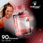 Magnesium Glycinate Gummies, 1000 mg - Magnesium Supplement to Support Relaxation, Heart Health - Chewable Calm Magnesio Gummies for Adults, Glicinato De Magnesio - Strawberry Flavor