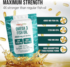 Omega 3 Fish Oil 4800 mg – EPA 1728 mg | DHA 1152 mg from Wild-Caught Anchovies – Burpless Mini Softgels – Pure Omega-3 Fatty Acid Supplement – Non-GMO, Gluten-Free, No Aftertaste – 240 Capsules