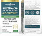 GLP-1 Supplement 100 Billion Akkermansia Probiotic & Prebiotic for Gut Health & Digestion, Metabolism & Energy Support with Vitamin B2 & D, Green Tea and Chromium - Non-GMO | 270 Capsules