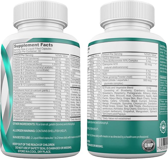 Bariatric Multivitamin with Iron – 2 Softgels Daily, Liquid-Filled Rapid-Absorption Softgels for Gastric Sleeve & Bypass Patients – Bari Liquid Force