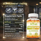 Pantothenic Acid Gummies - Vegetarian Vitamin B5 Supplement, D-Calcium Pantothenate Formula, Non-GMO, Gluten Free, 60 Chewables, Gelatin Free, Soy Free, Dairy Free, No Artificial Colors