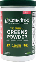 Greens First Original Greens Powder - 49 Superfoods - Organic Fruits & Veggies - Prebiotics, Probiotics & Digestive Enzymes - Antioxidant Smoothie - Dairy Free, Vegan & Non-GMO - Berry - 30 Servings