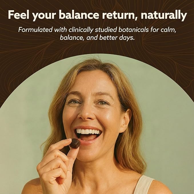 Menopause Gummies Hormone-Free Supplements for Women Supports Hot Flashes, Night Sweats & Mood Swings and Weight - Black Cohosh Saffron KSM-66 Fennel B6 and Chamomile - 30 Servings