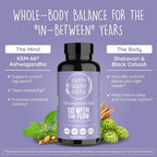 Perimenopause Supplements for Women - Hot Flash, Night Sweat, Mood & Sleep Support | Vegan Hormone Balance Capsules with KSM-66 Ashwagandha, Shatavari & Black Cohosh | Estrogen-Free, 60ct