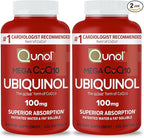 Qunol Mega Ubiquinol CoQ10 100mg, Superior Absorption, Patented Water and Fat Soluble Natural Supplement Form of Coenzyme Q10, Antioxidant for Heart Health, 240 Count Softgels, 120 Count (Pack of 2)