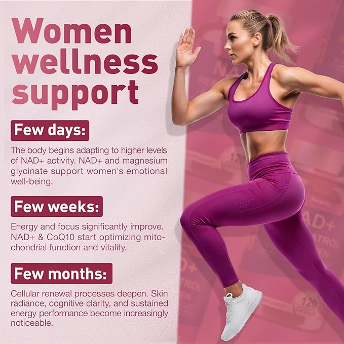 Totaria NAD+ Supplement for Women - NAD Trans-Resveratrol Supplement with Magnesium,CoQ10,PQQ, Ashwagandha,Collagen Peptide - NMN & NMNH Alternative - Cellular Renewal & Energy - 120 Capsules