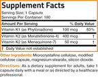 Vitamin K Triple Play (Vitamin K2 MK7 / Vitamin K2 MK4 / Vitamin K1) Full Spectrum Complex Vitamin K Supplement, 180 Capsules