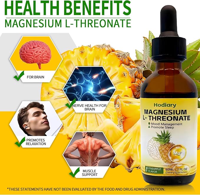 Magnesium L-Threonate Drops: Focus & Memory Booster for Students, High Absorption Liquid Formula