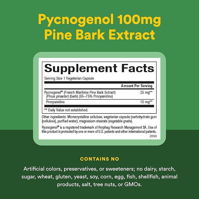 Natural Factors Pycnogenol 25 mg, Antioxidant Support for Healthy Aging, 60 Capsules