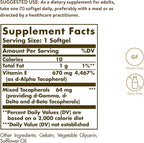 Solgar Vitamin E 670 mg (1000 IU), 180 Softgels - Natural Antioxidant, Skin & Immune System Support - Naturally-Sourced Vitamin E - Gluten Free, Dairy Free - 180 Servings