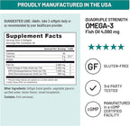 NatureWise Quadruple Strength Omega 3 Fish Oil 4080mg- Natural TG Form + Wild Caught - 2450mg Omega 3 + 1350mg EPA 900mg DHA - Burpless - Non-GMO & USA Manufactured - 120 Softgels[40 Day Supply]