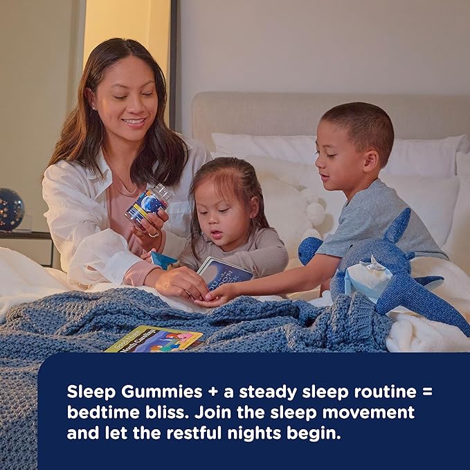 Mommy's Bliss Kids Sleep Melatonin Gummies, Non Habit-Forming with No Artificial Colors, Flavors or Gelatin - Age 3 Years+ - Strawberry Flavor - 100 Sleep Gummies