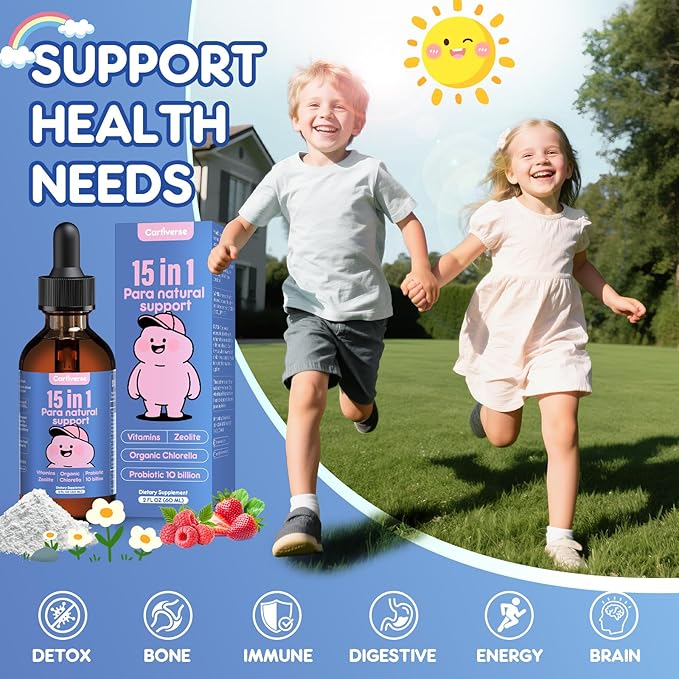 Parasite Cleanse for Humans & Kids,Parasite Cleanse for Children,Zeolite Detox Liquid Drops,Candida Cleanse & Wellness Formula,Contains wormwood black walnut clove,Chlorella,Oregano,4 Fl Oz