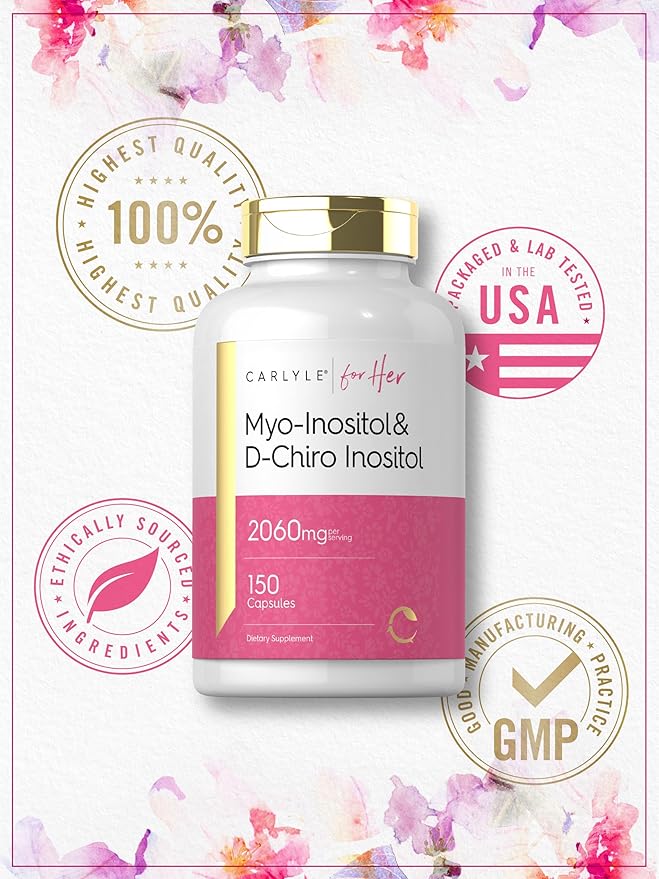 Carlyle Myo-Inositol & D-Chiro Inositol Supplement for Women | 2060mg | 150 Capsules | Non-GMO, Gluten Free Complex