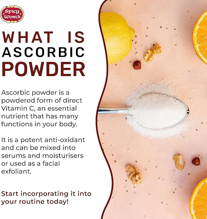 Spicy World Ascorbic Acid 1 LB Bulk Bag - Pure Vitamin C Powder - 100% Pure, Food Grade, Can be Used for Canning, Fruit, Pools - USP Grade