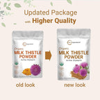 Organic Milk Thistle Tea Powder, 3.5 ounces | Up to 400 Servings | Premium Milk Thistle Liver Detox Supplement | Contains 80% Active Silymarin | Non-GMO, Vegan Friendly, Eco-Friendly Recyclable Bags
