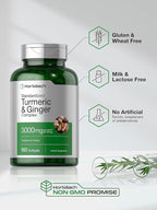 Horbäach Turmeric and Ginger Supplement | 180 Softgel Pills | with Black Pepper Extract | Non-GMO, Gluten Free Supplement