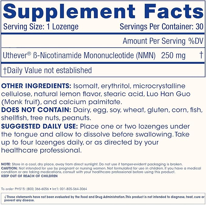 ProHealth NMN Pro Lozenges (30 Lozenges, 3 Pack) Clinically Studied Uthever® NMN. NAD+ Precursor for Cellular Energy, Mitochondrial Support & Healthy Aging. USA Manufactured, Triple Lab-Tested