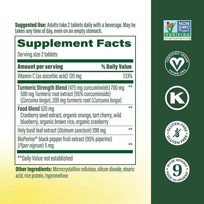MegaFood Whole Body Turmeric Curcumin Supplement - Turmeric Supplement With Black Pepper & Vitamin C - 475 mg Curcuminoids Per Serving - Antioxidant & Immune Support - Vegan - 60 Tablets, 30 Servings
