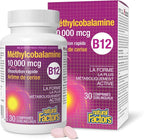 Natural Factors Methylcobalamin 10,000 mcg - Vitamin B12 Supplement in Metabolically Active Form - Supplement Supports Cell Formation & Energy Production - 30 Chewable Tablets (30 Servings)